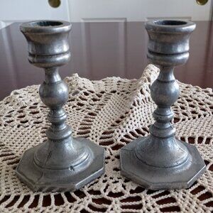 Carson Casting Co. Statesmetal XIII, Freeport, PA, Pair of Pewter Candle Holders